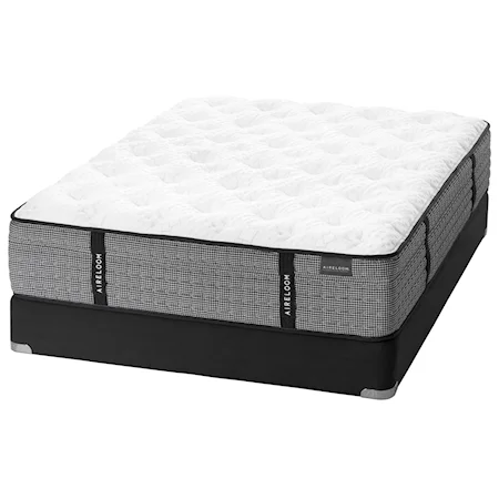 King 14 1/2" Luxury Firm Pocketed Coil Mattress and Low Profile V-Shaped Semi-Flex Grid Foundation